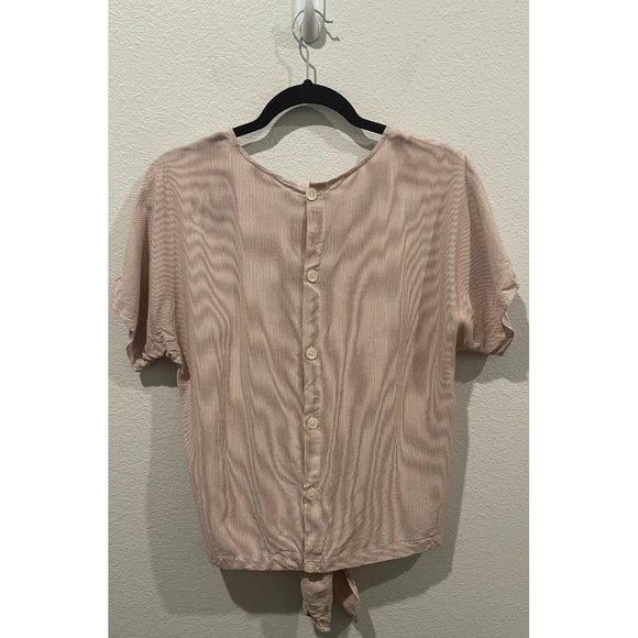 MADEWELL Striped Red White Button Back Tie Shirt - Picture 8 of 9